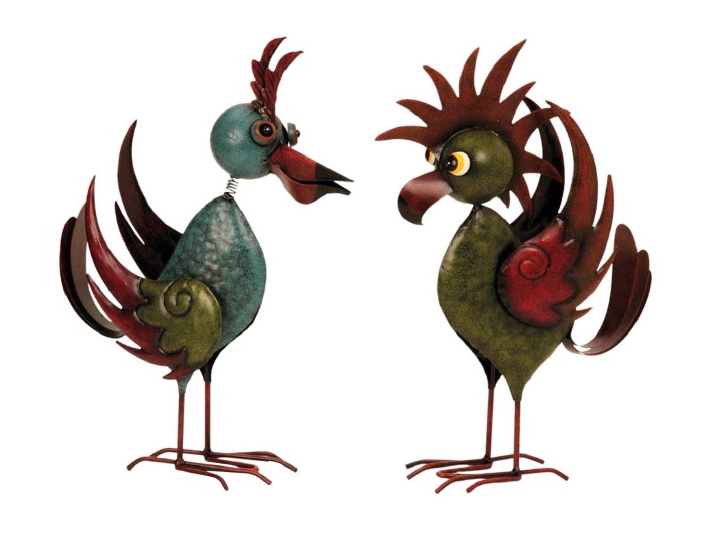 2 Vogel Metall Figuren